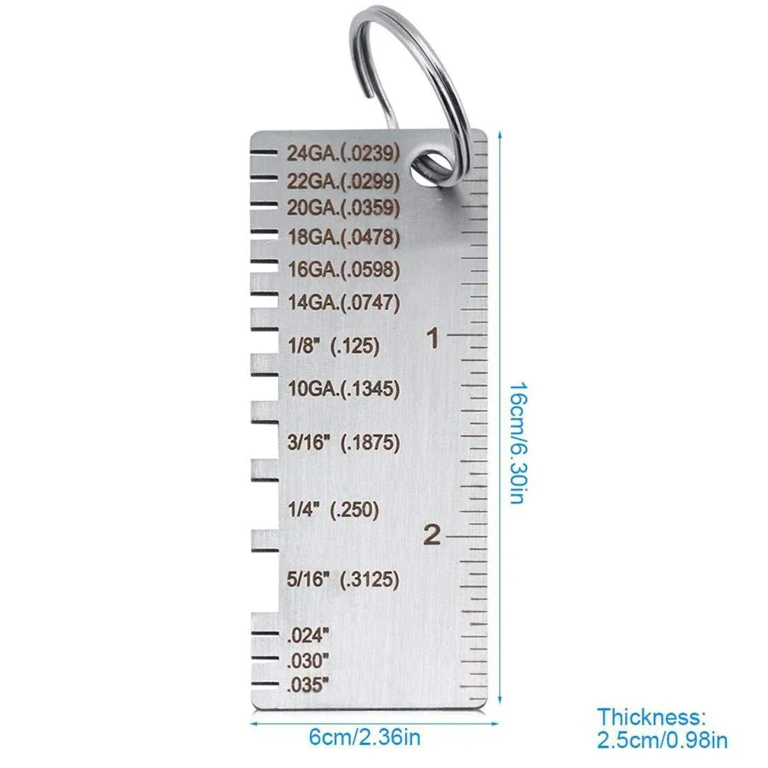 2PCS Thickness Gage Sheet Metal Gauge Measuring Tool Wire Gauge Stainless Steel Anti Spier