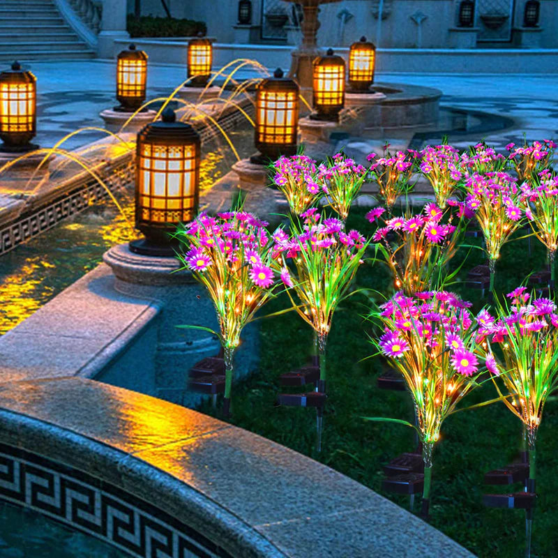 Solar Garden Lights LED Flower Stake Lamp Outdoor Yard Waterproof Patio Decor Anti Spier